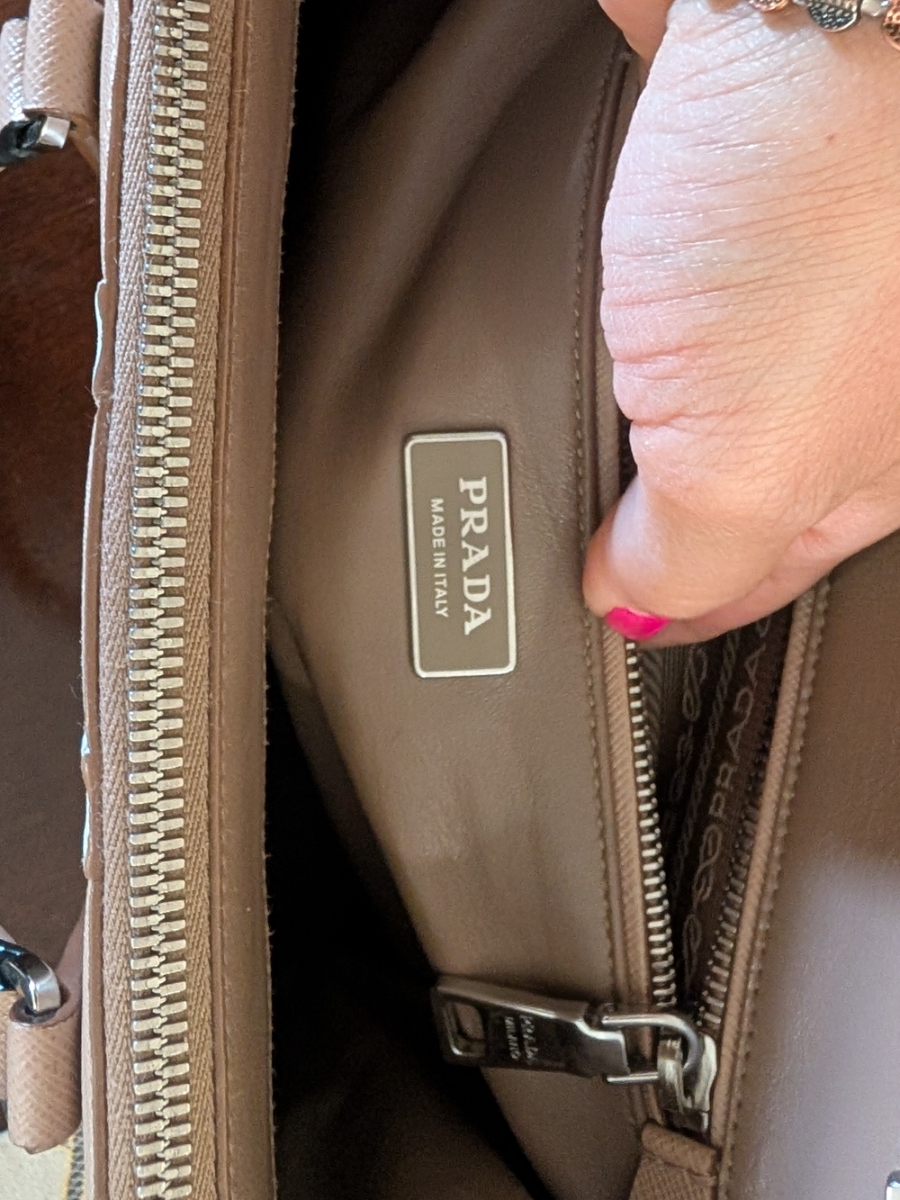 PRADA tricolor stripe Saffiano Top Handle Satchel - Picture 3 of 17